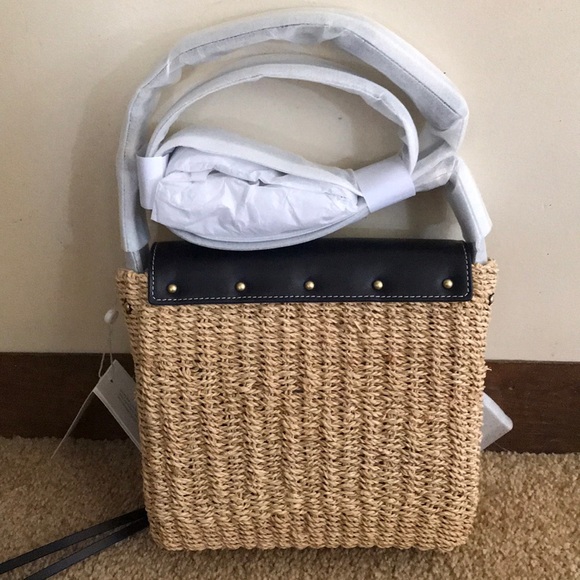 NWT Tory Burch Miller Straw Crossbody Midnight - Picture 7 of 8